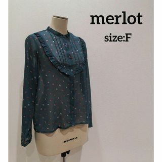 メルロー(merlot)のメルロー merlot 総柄 シアー シャツ ブラウス レディース トップス F(シャツ/ブラウス(長袖/七分))