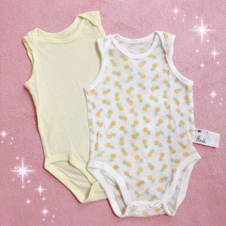 ユニクロ(UNIQLO)の☆ユニクロ☆ベビー☆クルーネックボディ☆メッシュインナー2点セット☆(肌着/下着)