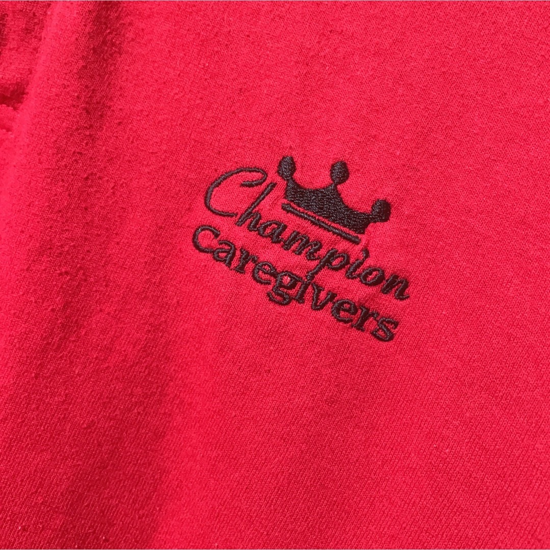 Hanes(ヘインズ)のHanes ヘインズ　ポロシャツ　レッド　赤　ワンポイント　刺繍　USA古着 メンズのトップス(ポロシャツ)の商品写真