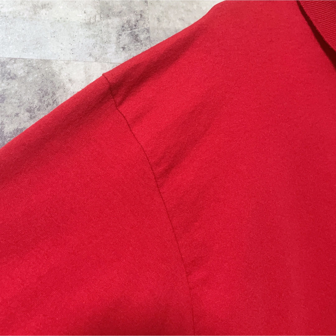 Hanes(ヘインズ)のHanes ヘインズ　ポロシャツ　レッド　赤　ワンポイント　刺繍　USA古着 メンズのトップス(ポロシャツ)の商品写真
