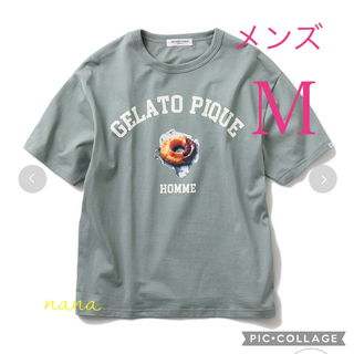 ジェラートピケ(gelato pique)のドーナツロゴTシャツ♡メンズＭサイズ(Tシャツ/カットソー(半袖/袖なし))