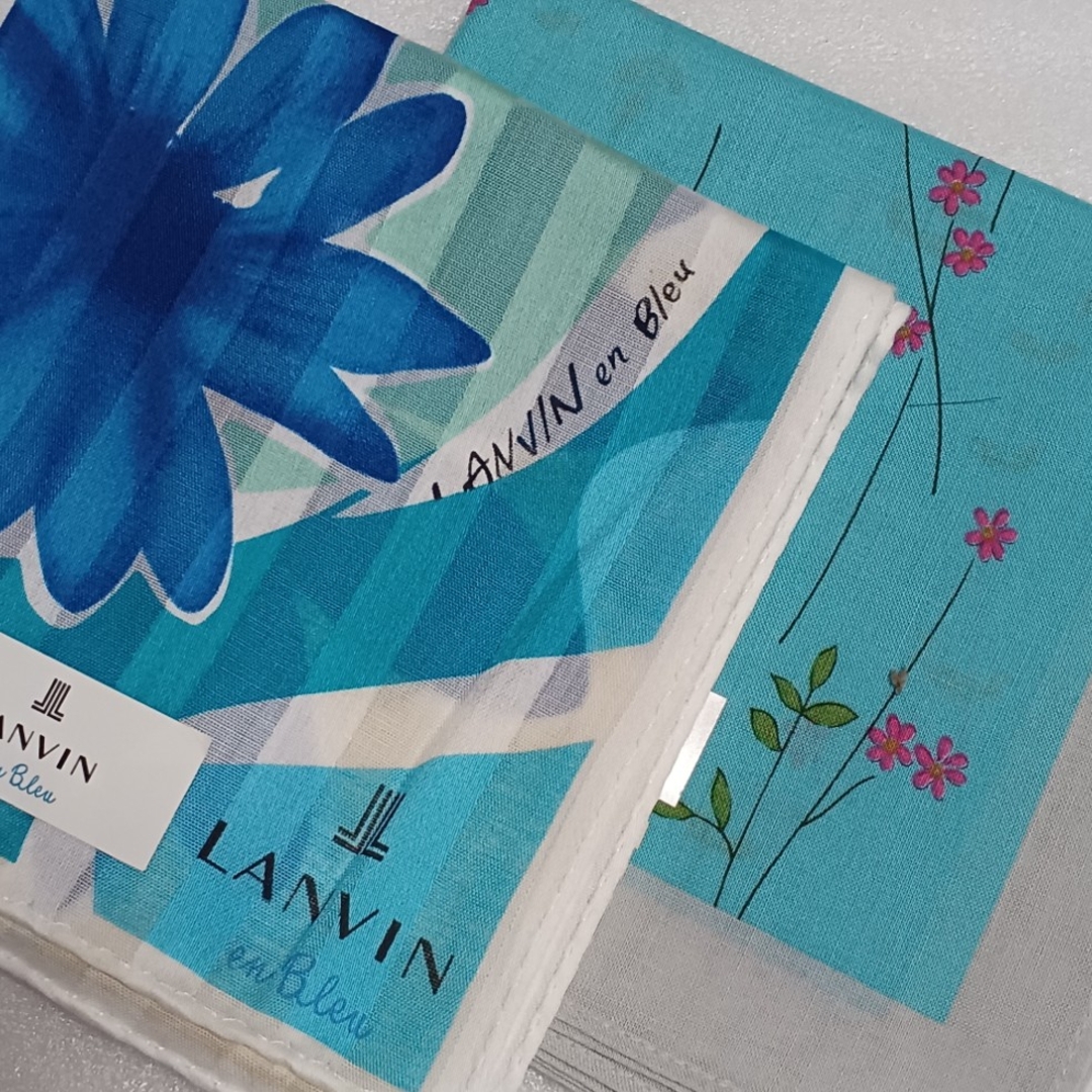 LANVIN en Bleu(ランバンオンブルー)の値下げ📌ランバンen Bleu&レノマ☆大判ハンカチ２枚セット🌼 レディースのファッション小物(ハンカチ)の商品写真