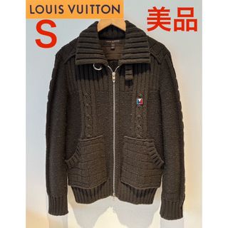 ルイヴィトン(LOUIS VUITTON)の美品❗️LOUIS VUITTON ウール ニットジップアップブルゾン ブラウン(ブルゾン)