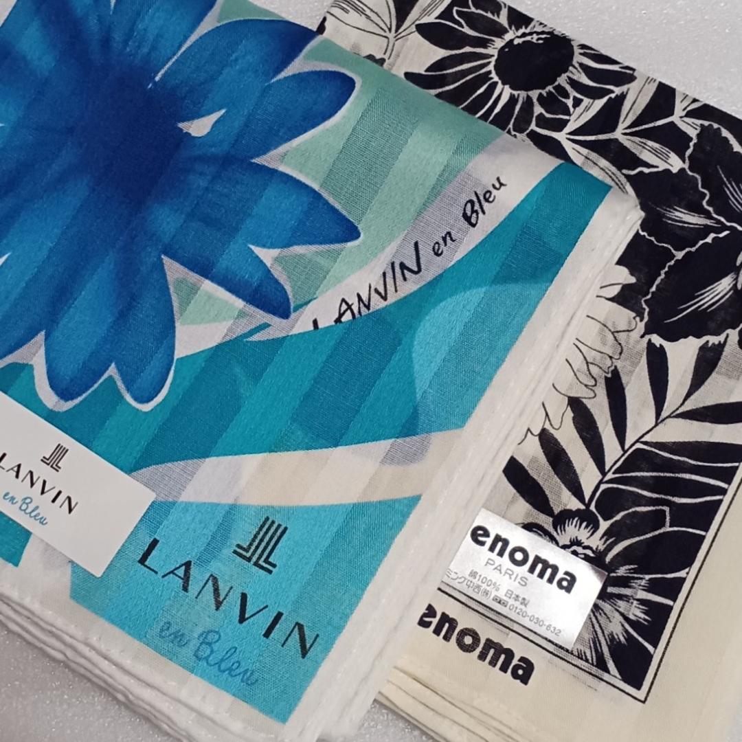 LANVIN en Bleu(ランバンオンブルー)の値下げ📌ランバンen Bleu&レノマ☆大判ハンカチ２枚セット🌼 レディースのファッション小物(ハンカチ)の商品写真