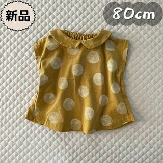 新品☀夏物☀襟付きドット半袖Tシャツ　FRENCH Aming　女の子80cm(Ｔシャツ)