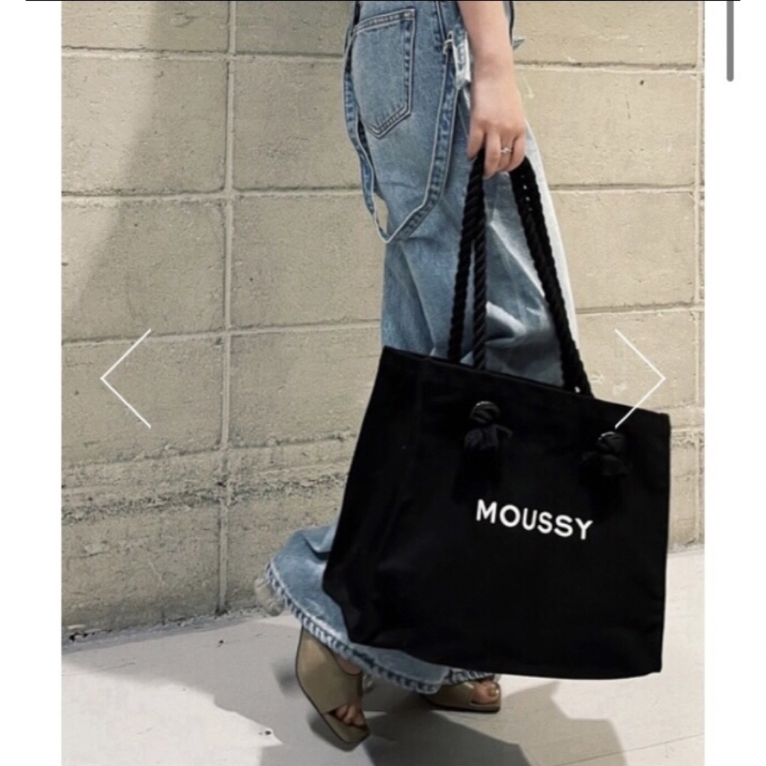 moussy(マウジー)のブラック♡MOUSSYキャンバストートバッグ♡ショッパー型トートバック♡新品 レディースのバッグ(トートバッグ)の商品写真