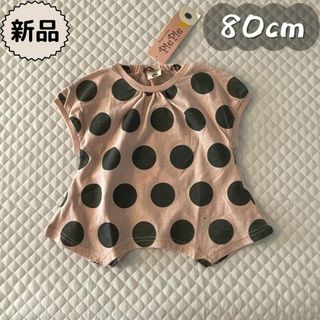 新品☀夏物☀ビッグドット半袖Tシャツ　PiePie　女の子80cm(Ｔシャツ)