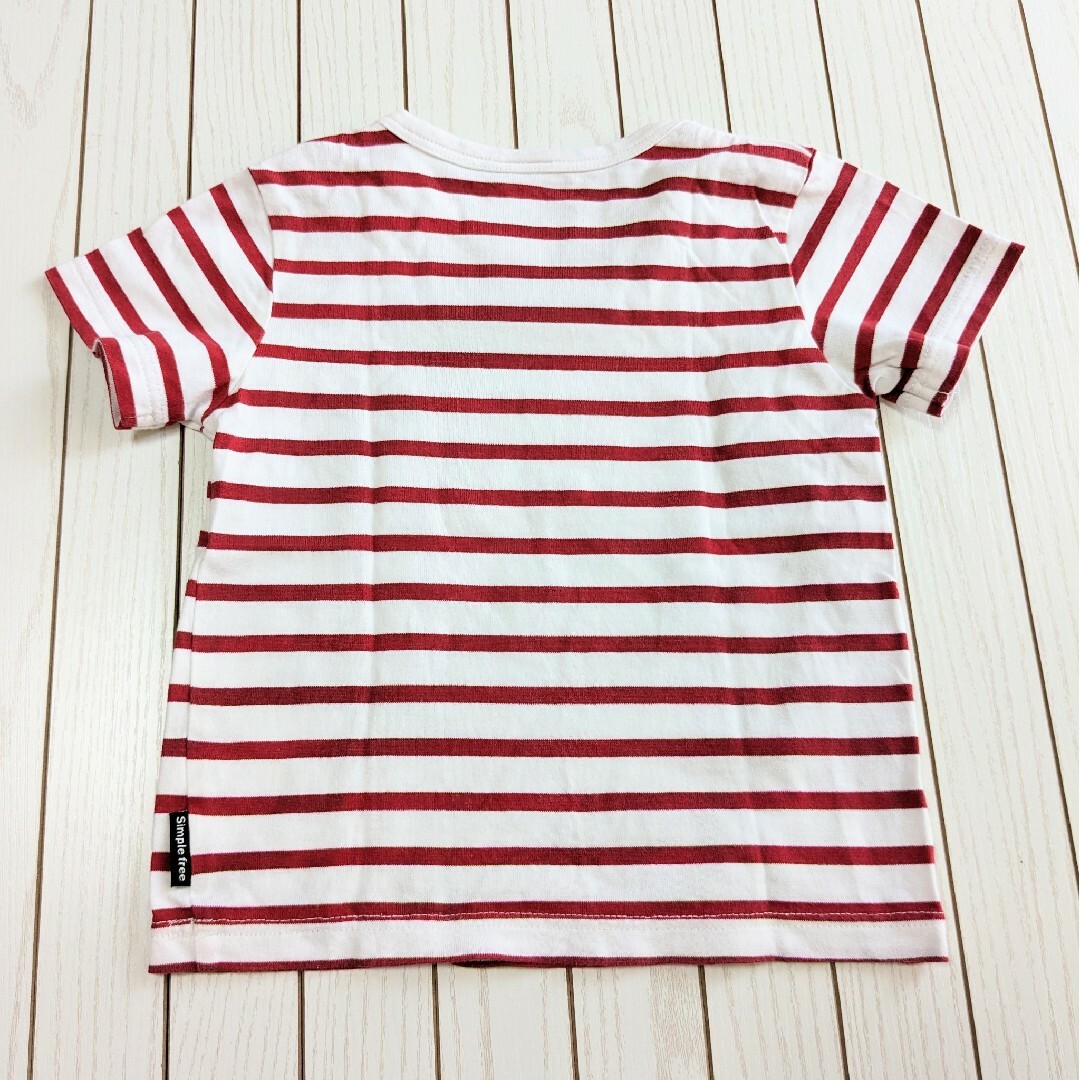 アカチャンホンポ(アカチャンホンポ)のおそろいコーデ ボーダーTシャツ 70 ＆ 100 姉妹 兄妹 白赤 キッズ/ベビー/マタニティのベビー服(~85cm)(Ｔシャツ)の商品写真