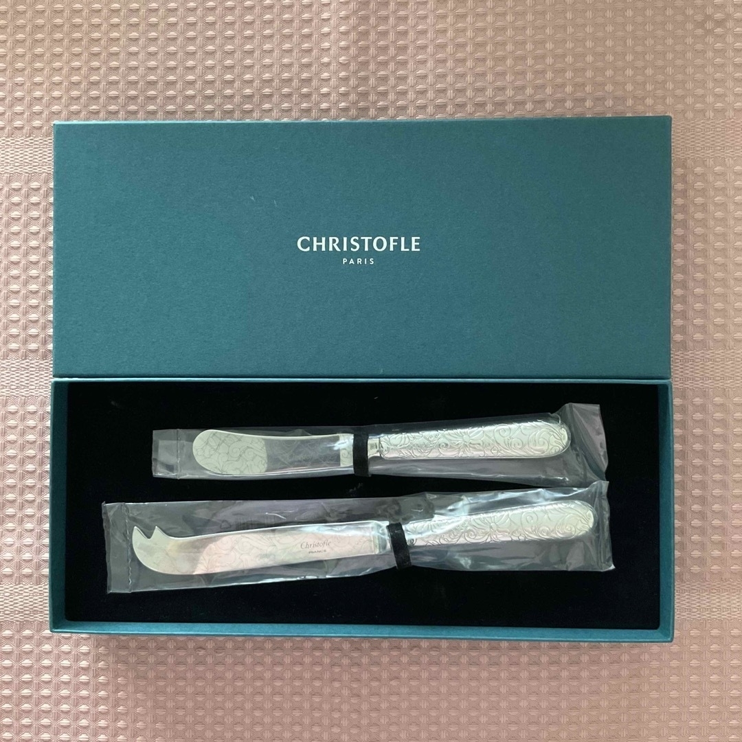 Christofle(クリストフル)のクリストフル　ジャルダンエデン　バターナイフ　チーズナイフ　セット エンタメ/ホビーの美術品/アンティーク(金属工芸)の商品写真