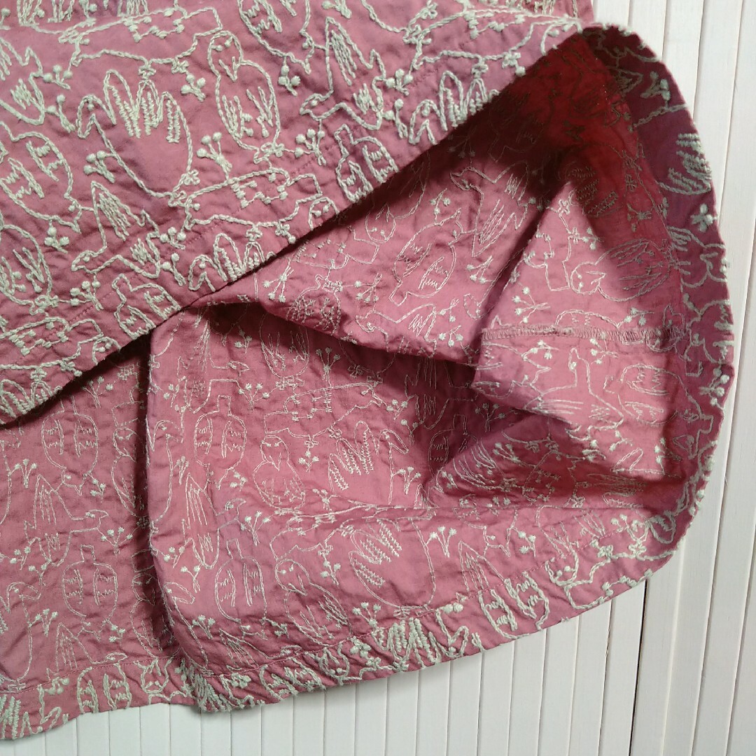 エントリー最大P14倍以上 grin グリン 鳥柄総刺繍ワンピース 北欧風