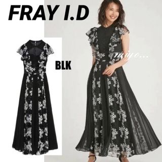 フレイアイディー(FRAY I.D)の[美品]FRAY I.D/エンブロイダリ―プリーツドレス(ロングワンピース/マキシワンピース)