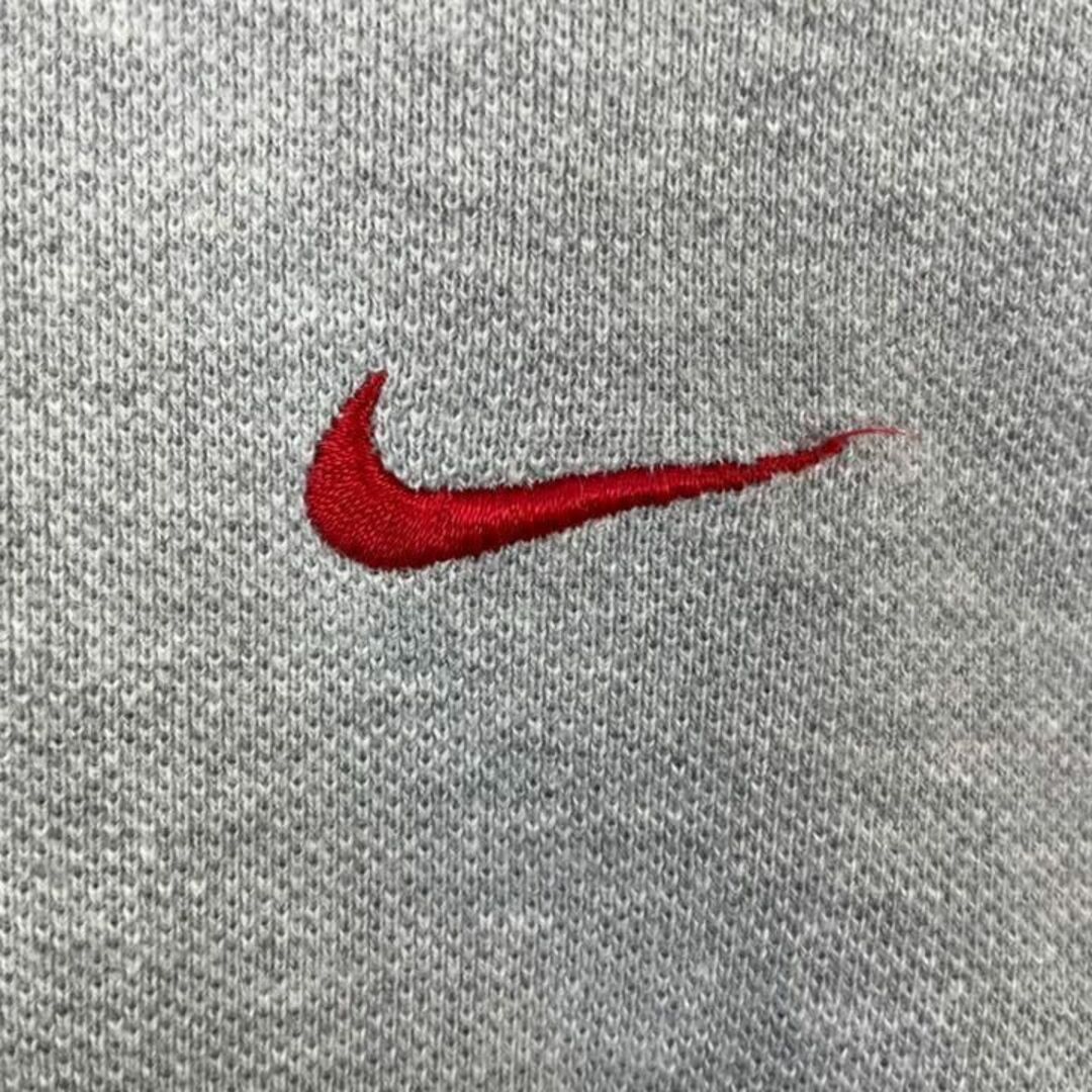 NIKE(ナイキ)のNIKE ナイキ ポロシャツ 刺繍ロゴ スウッシュ 襟ライン 半袖 グレー XL メンズのトップス(ポロシャツ)の商品写真