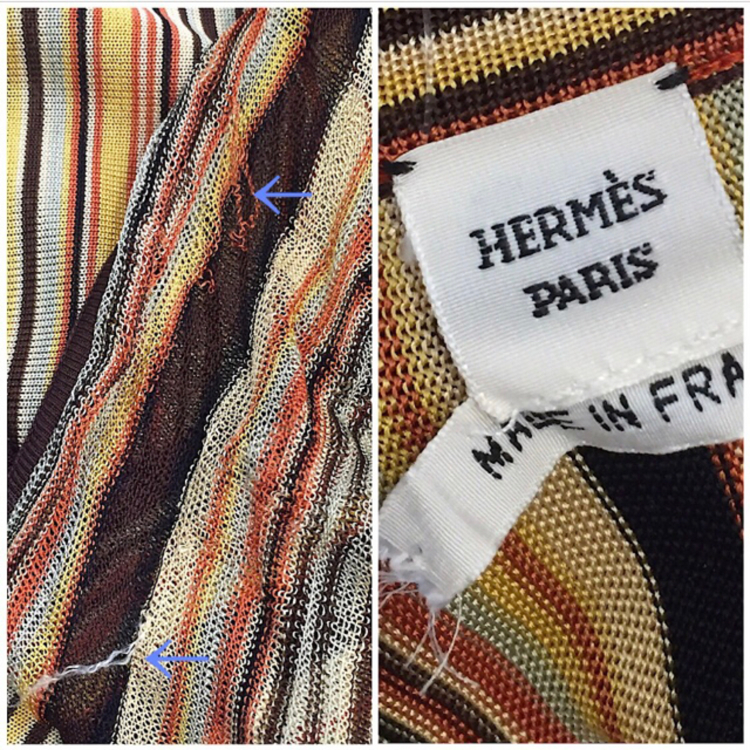 Hermes(エルメス)のHERMES エルメス ストライプ ボウタイ ワンピース レディースのワンピース(ひざ丈ワンピース)の商品写真