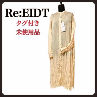 Re:EIDTヴィンテージサテンワッシャーノーカラーシャツワンピース アイボリ(その他)