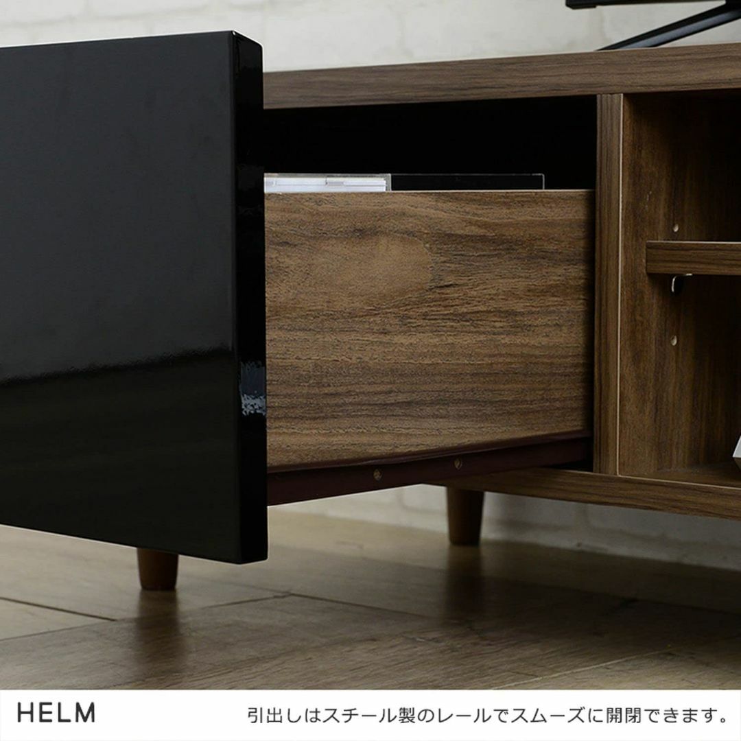 【色: ブラウン】佐藤産業 HELM テレビ台 ローボード 幅118cm 奥行4