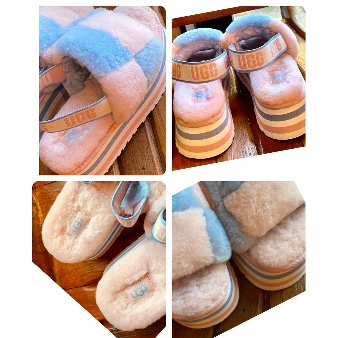 激レア③超超美品✨23cm✨UGG✨ディスコ チェッカー スライド✨厚底サンダル