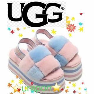 アグ(UGG)のもも様　　③超超美品✨23✨UGG✨ディスコ チェッカー スライド✨厚底サンダル(サンダル)