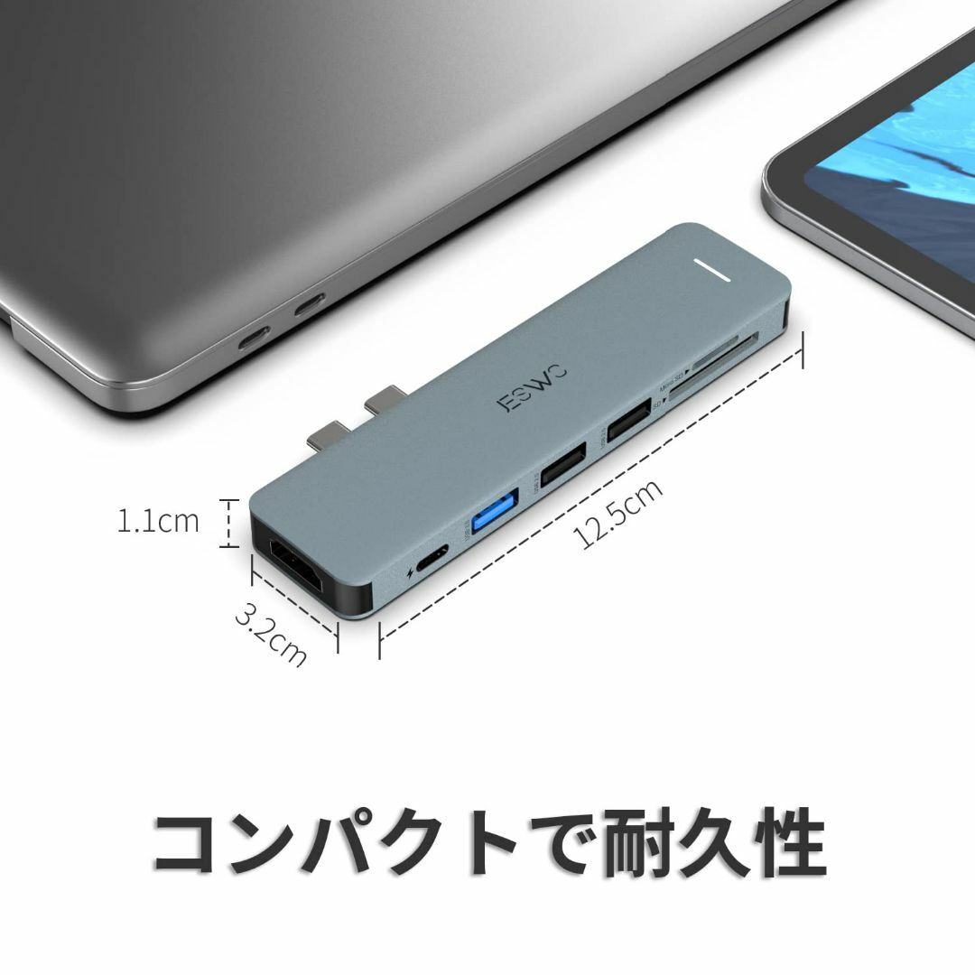 サイズ:7-IN-2JESWO Macbook ハブ Mac USB ハブ 6