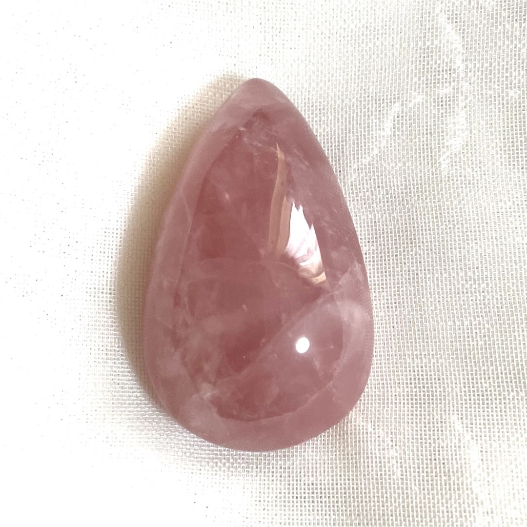 【天然石】ディープローズクォーツ 宝石 大きい雫型 ルース ペンダント ピンク