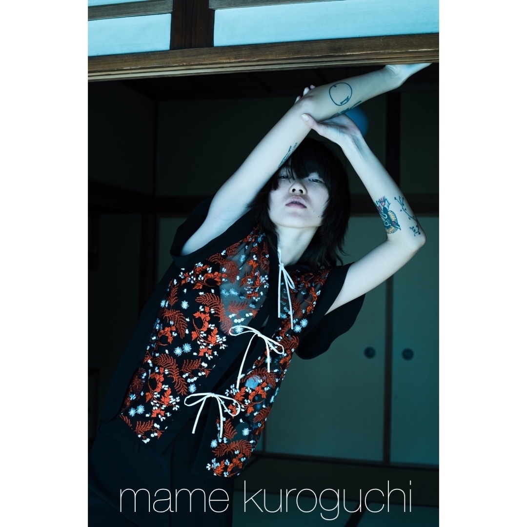 mame kuroguchi マメクログチ レースフレンチスリーブ ブラウス-