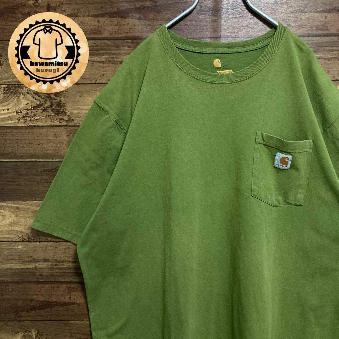 【オーバーサイズ】　カーハート　tシャツ 半袖　ポケット　2XL グリーン系
