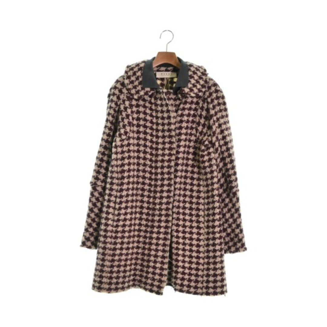 Marni(マルニ)のMARNI コート（その他） 38(S位) ベージュxエンジ系(千鳥格子) 【古着】【中古】 レディースのジャケット/アウター(その他)の商品写真