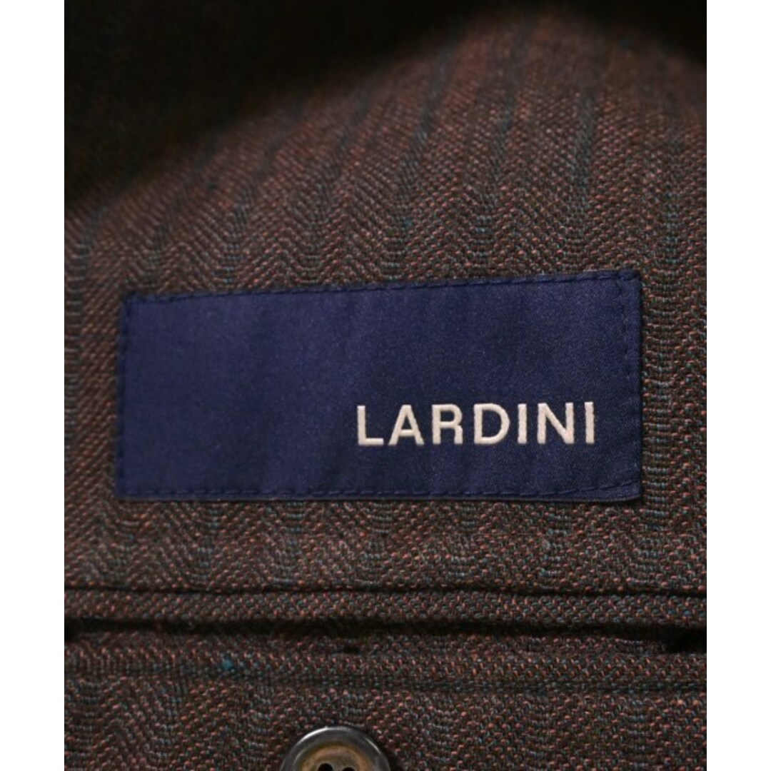 LARDINI テーラードジャケット 50(XL位) 茶x緑(ストライプ)あり伸縮性