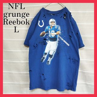 リーボック(Reebok)のグランジダメージボロBrokenBOROマニングNFL青(Tシャツ/カットソー(半袖/袖なし))