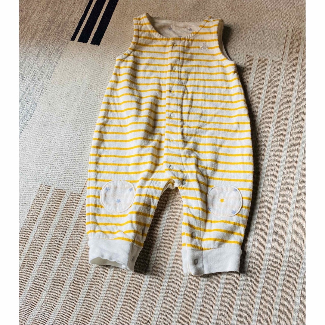 babyGAP(ベビーギャップ)のgapベビーカバーオール3枚セットサイズ70ロゴ入り半袖 キッズ/ベビー/マタニティのベビー服(~85cm)(カバーオール)の商品写真