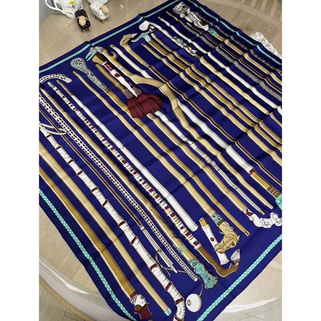 【エルメス】スカーフ 杖 青 ブルー 新品未使用