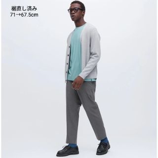 ユニクロ(UNIQLO)のUNIQLO スマートアンクルパンツ ウールライク 裾直し済 67.5cmグレー(スラックス)