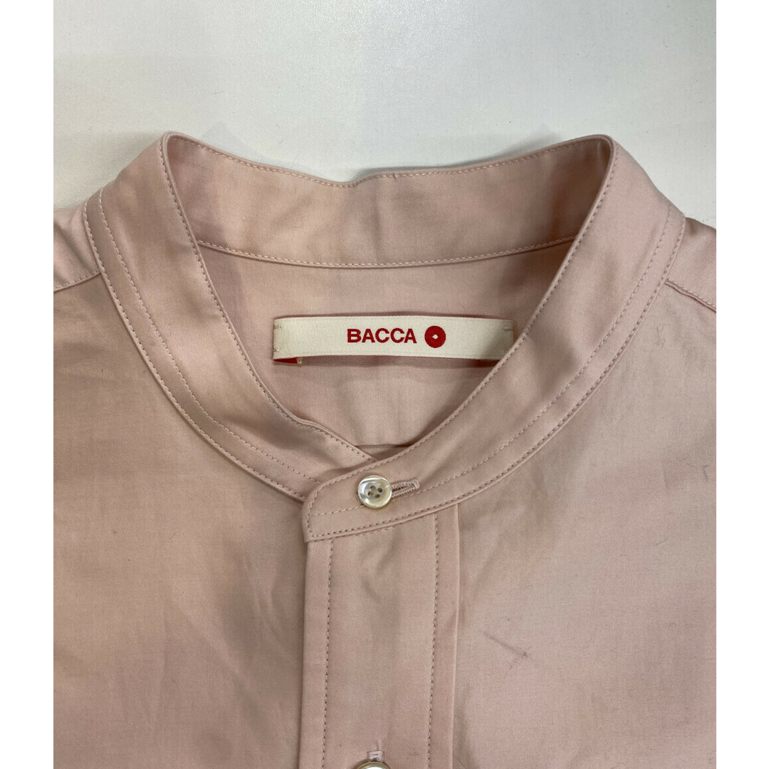 BACCA - バッカ 長袖ロングシャツ サーモンピンク バンドカラー BACCA - バッカ 長袖ロングシャツ サーモンピンク バンドカラー