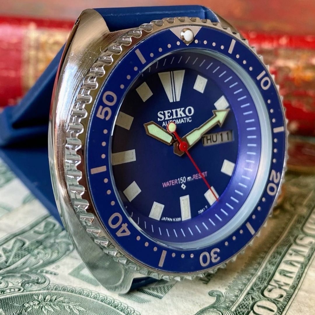 SEIKO(セイコー)の【かっこいい】セイコー メンズ腕時計 カスタム ブルー 自動巻き ヴィンテージ メンズの時計(腕時計(アナログ))の商品写真