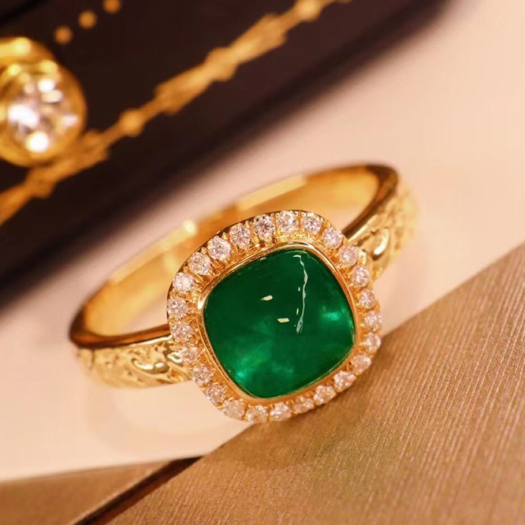 品質重視』 天然 エメラルド ダイヤ リング1.5ct k18 ¥ 79030円 リング