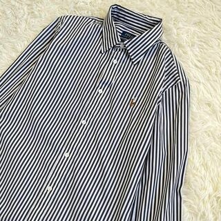 【美品】ポロ ラルフローレン　長袖 シャツ　ストライプ　ロゴ 刺繍　大きいサイズ