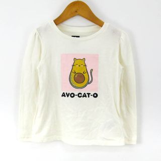 ギャップ(GAP)のギャップ 長袖Tシャツ 前面プリント ネコ アボカド コットン100% トップス キッズ 女の子用 99/106-58サイズ ホワイト GAP(Tシャツ/カットソー)