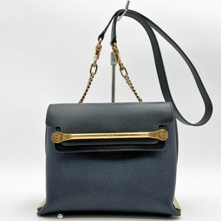 クロエ(Chloe)のChloe クロエ クレア ショルダーバッグ 斜め掛け バッグ レザー チェーン グリーン系 ブラック ネイビー レディース ファッション USED 【中古】(ショルダーバッグ)