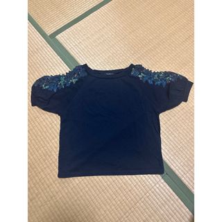 ジーナシス(JEANASIS)のJEANASIS 肩開き 花柄 トップス ネイビー(Tシャツ(半袖/袖なし))