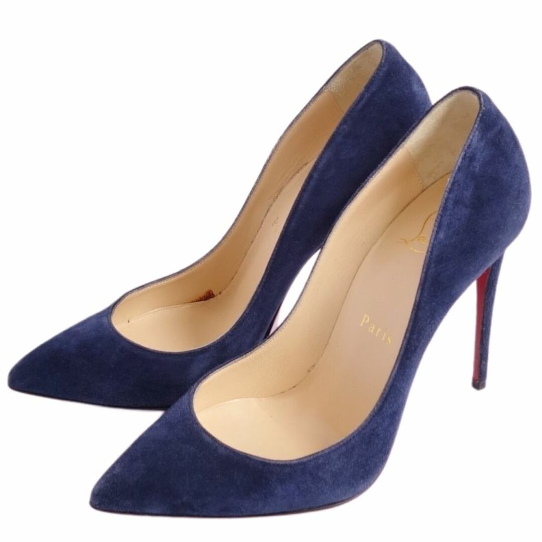 クリスチャンルブタン Christian Louboutin パンプス ポインテッドトゥ スウェードレザー ヒール シューズ 靴 レディース  37(24cm相当) ネイビー