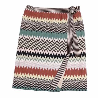 美品 ミッソーニ MISSONI ニット スカート ラップスカート ひざ丈 総柄 ボトムス レディース 42(M相当) マルチカラー(ひざ丈スカート)