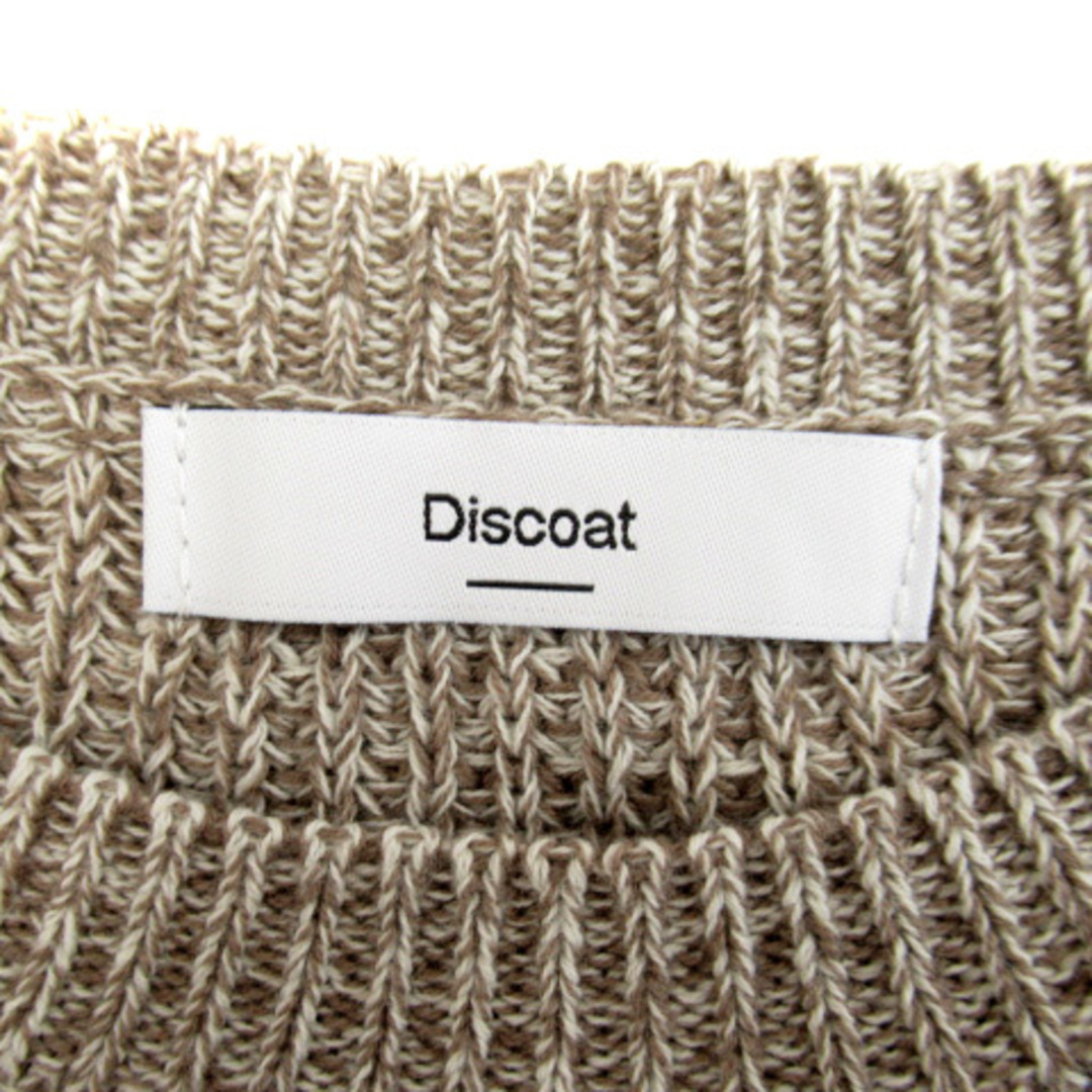 Discoat(ディスコート)のディスコート ニットベスト シャツ レイヤード風 長袖 F モカ 白 ホワイト レディースのトップス(ベスト/ジレ)の商品写真