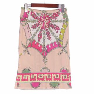 美品 エミリオプッチ EMILIO PUCCI スカート 総柄 シルク ジャージー ボトムス レディース イタリア製 42(L相当) ピンク