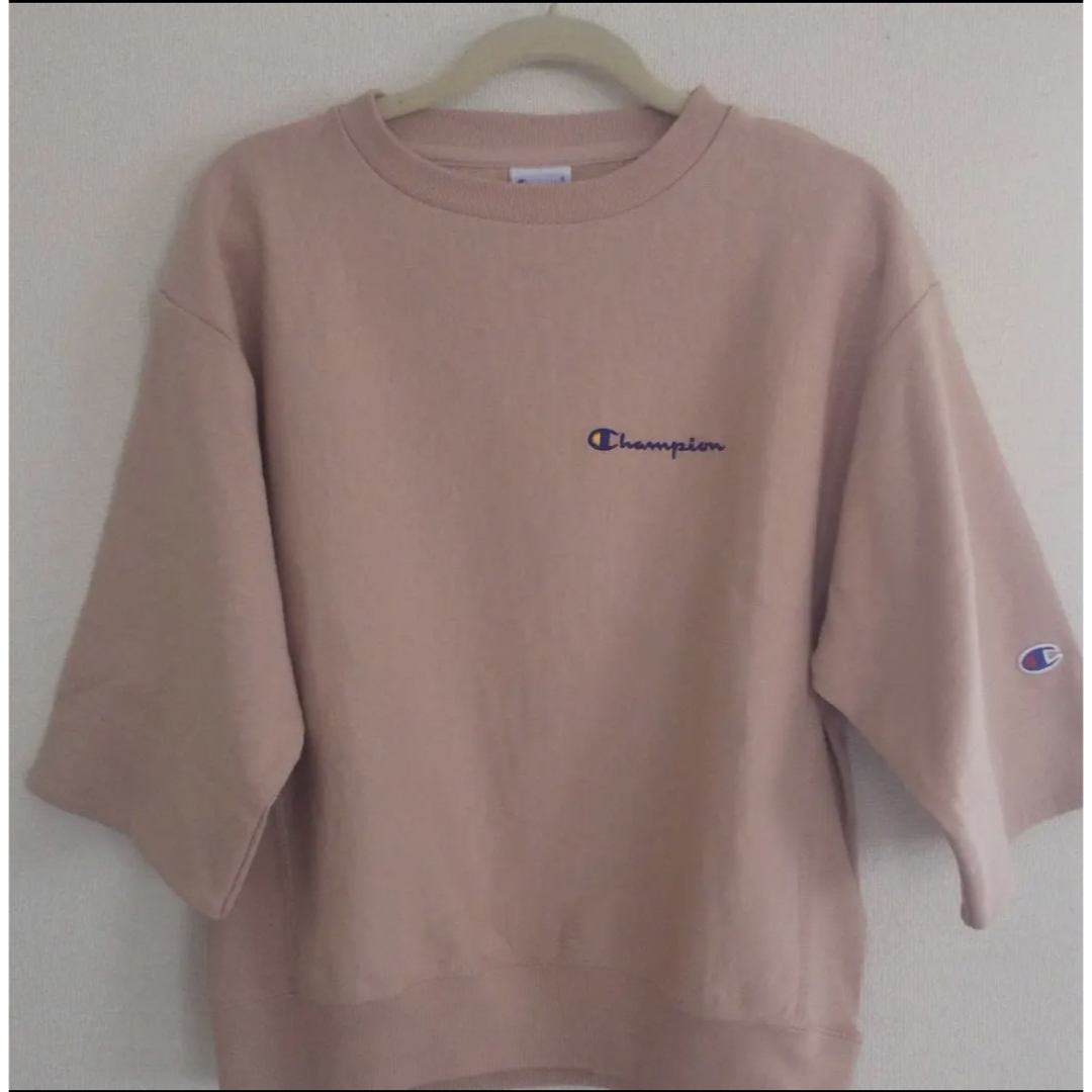 Champion(チャンピオン)のChampionスウェットTシャツピンク美品 レディースのトップス(Tシャツ(半袖/袖なし))の商品写真