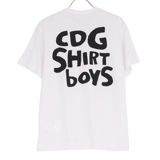 美品 コムデギャルソン COMME des GARCONS SHIRT BOYS Tシャツ カットソー ロゴ トップス メンズ XS ホワイト(Tシャツ/カットソー(半袖/袖なし))