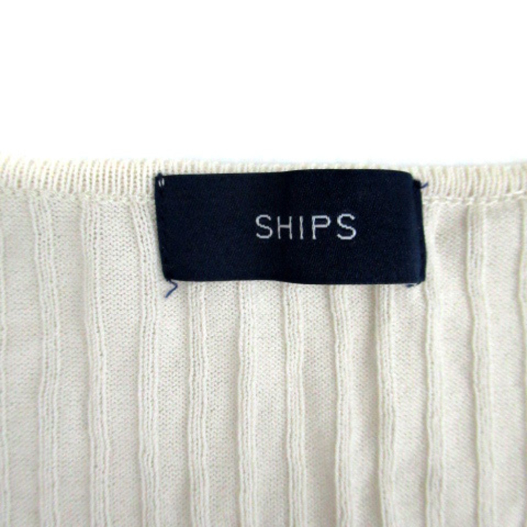 SHIPS(シップス)のシップス SHIPS ニット カットソー 長袖 Vネック リブ アイボリー レディースのトップス(ニット/セーター)の商品写真