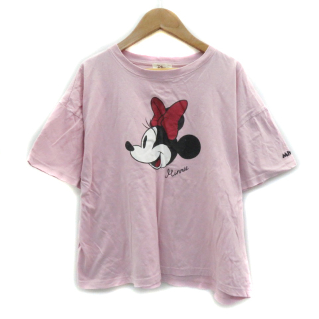 Disney(ディズニー)のディズニー Tシャツ カットソー 半袖 ミニーマウス オーバーサイズ M ピンク レディースのトップス(Tシャツ(半袖/袖なし))の商品写真