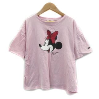 ディズニー(Disney)のディズニー Tシャツ カットソー 半袖 ミニーマウス オーバーサイズ M ピンク(Tシャツ(半袖/袖なし))