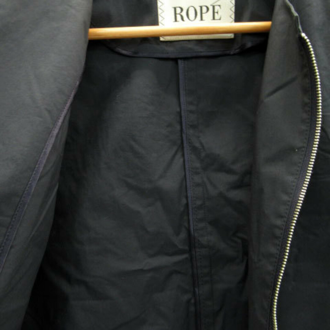 ROPE’(ロペ)のロペ ノーカラージャケット ミドル丈 ジップアップ リネン混 36 ネイビー 紺 レディースのジャケット/アウター(その他)の商品写真