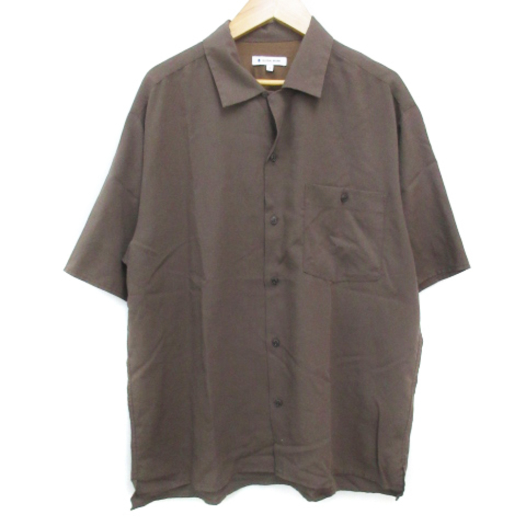 GLOBAL WORK(グローバルワーク)のグローバルワーク カジュアルシャツ 半袖 無地 S 茶 ブラウン /FF53 メンズのトップス(シャツ)の商品写真