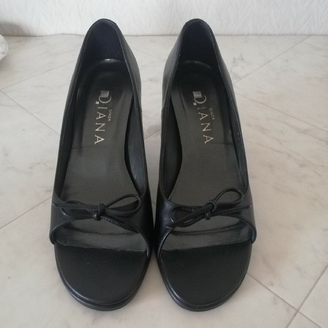 DIANA(ダイアナ)のDIANA ダイアナ 本革 オープントゥパンプス 22.5cm レディースの靴/シューズ(ハイヒール/パンプス)の商品写真